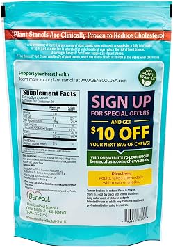Benecol Soft Chews New Easy Bite Chew with Plant Stanols Clinically Proven to Help Lower Cholesterol Chocolate Flavor 100 Count Pouch