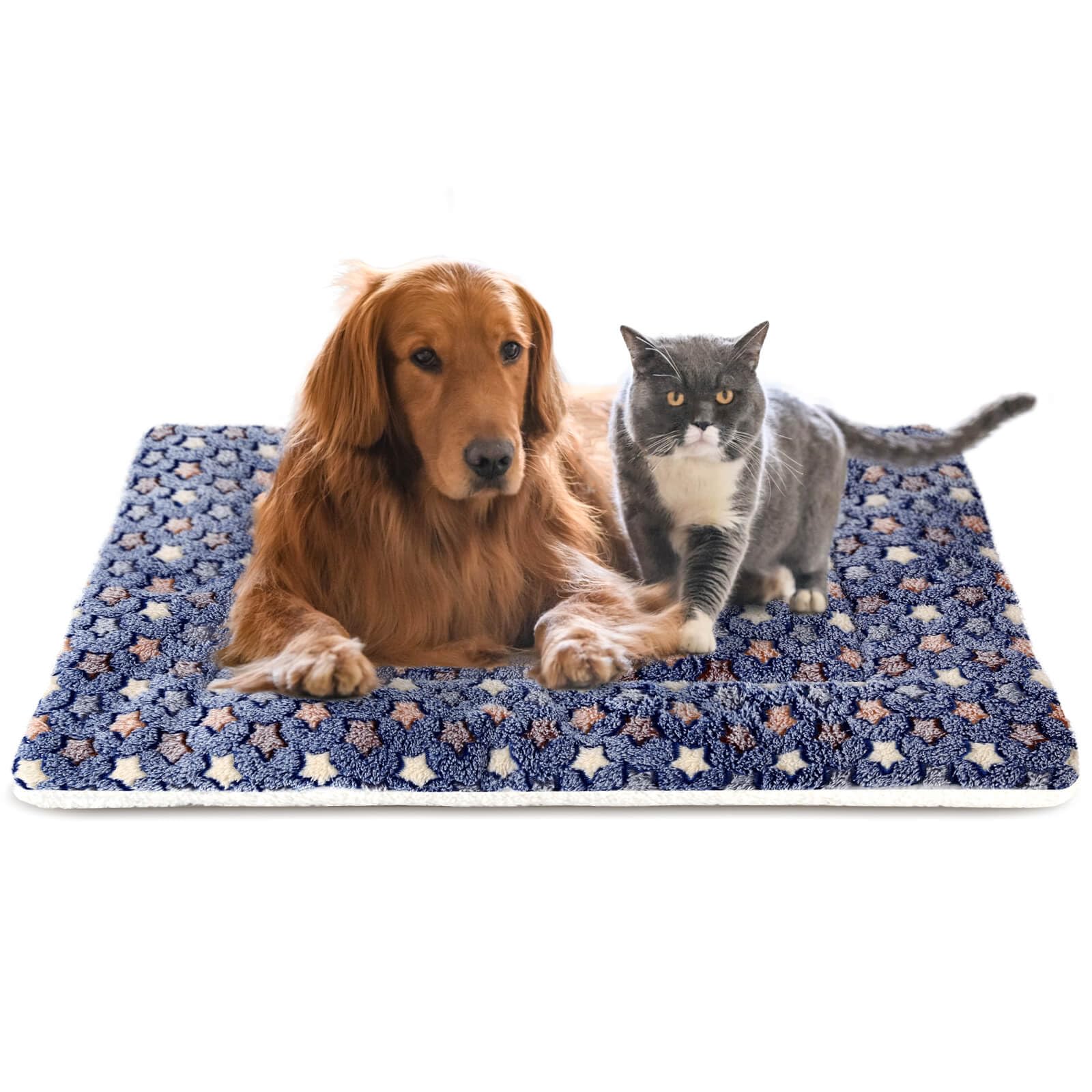 MORA PETS Dog Bed Mat Small Washable Dog Crate Mattress for 42 inch Cage Soft Flat Pet Cushion Bedding Puppy Pillow Blanket for Cats Puppy Dogs Reversible 106x71cm Blue — image 1