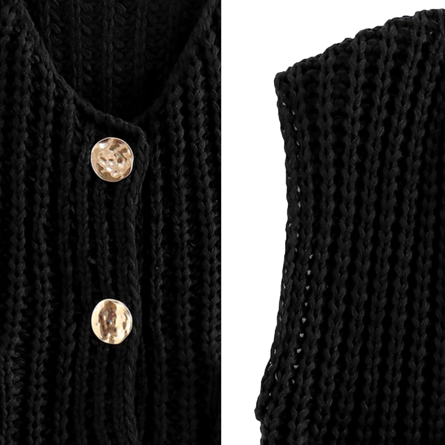 FindThy Women’s Cropped Sweater Vest Cute Crewneck Button Down Sleeveless Crop Knit Cardigan with Pocket - Image 3