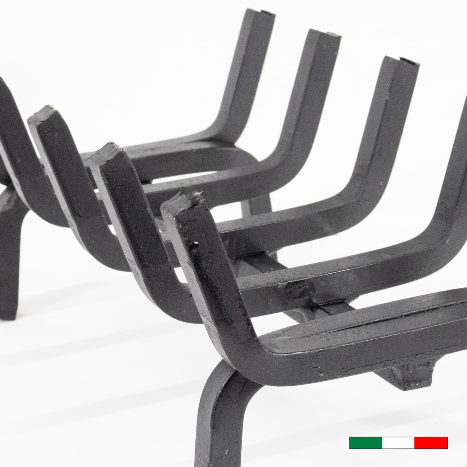 MOHOME Brucialegna per Camino in Ferro Battuto Nero Made in Italy 5 Barre Griglia 30x20x15 cm Braciere per Camino Poggia Legna Piedi Rialzati Portalegna per Caminetti Accessori Attrezzi Camino