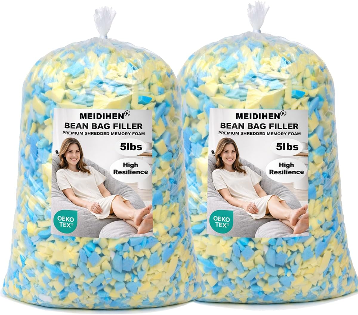 10lbs Shredded Memory Foam Filling for Bean Bag Sofa, Premium Bean Bag Stuffing High Density Memory Foam Refill， Perfect for Filling seat Cushions, Dolls, and Pillows