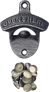Magnetic Bottle Cap Opener Wall Mounted Beer Opener with Magnet Cap Catcher Antique Silver