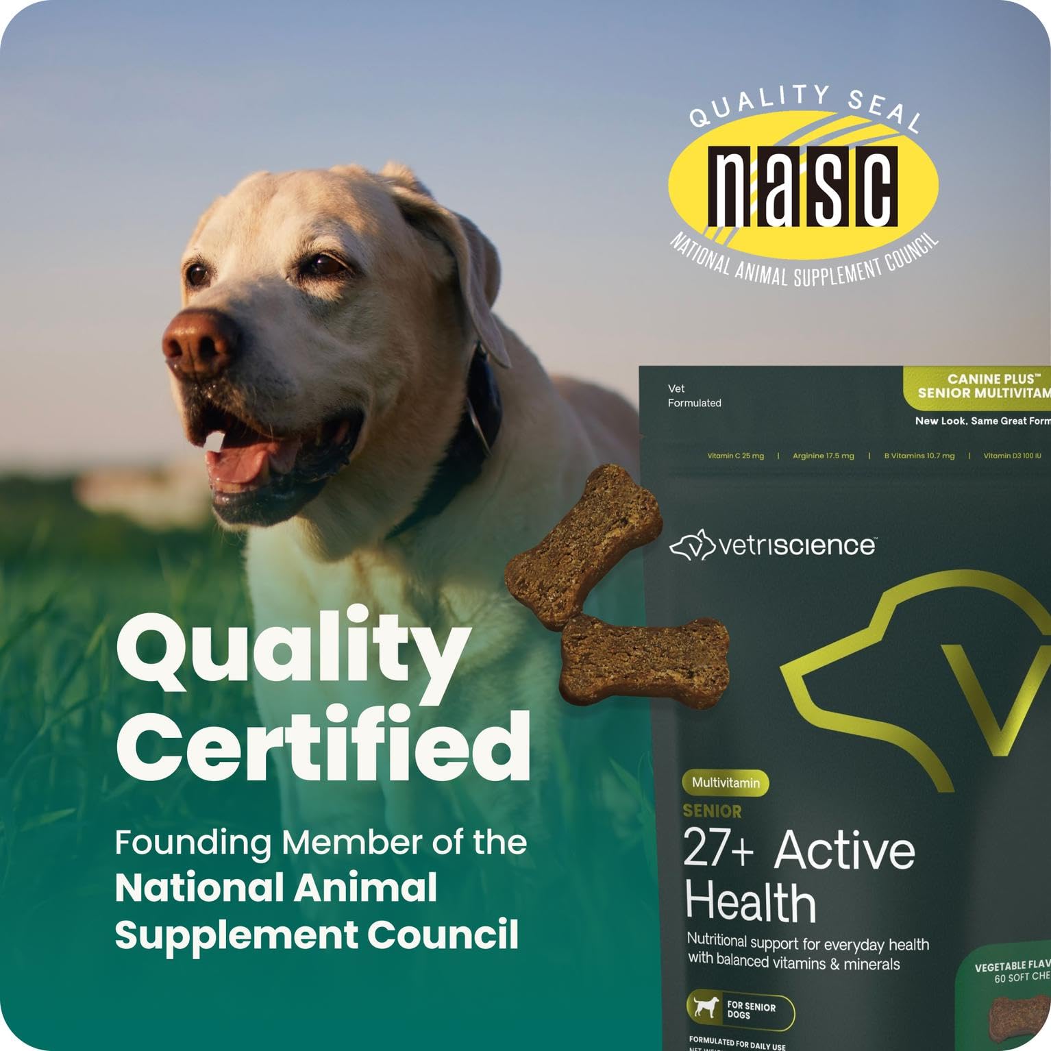 VetriScience Senior 27+ Multivitamin for Senior Dogs, Veggie, 60 Count — Amazon image 7