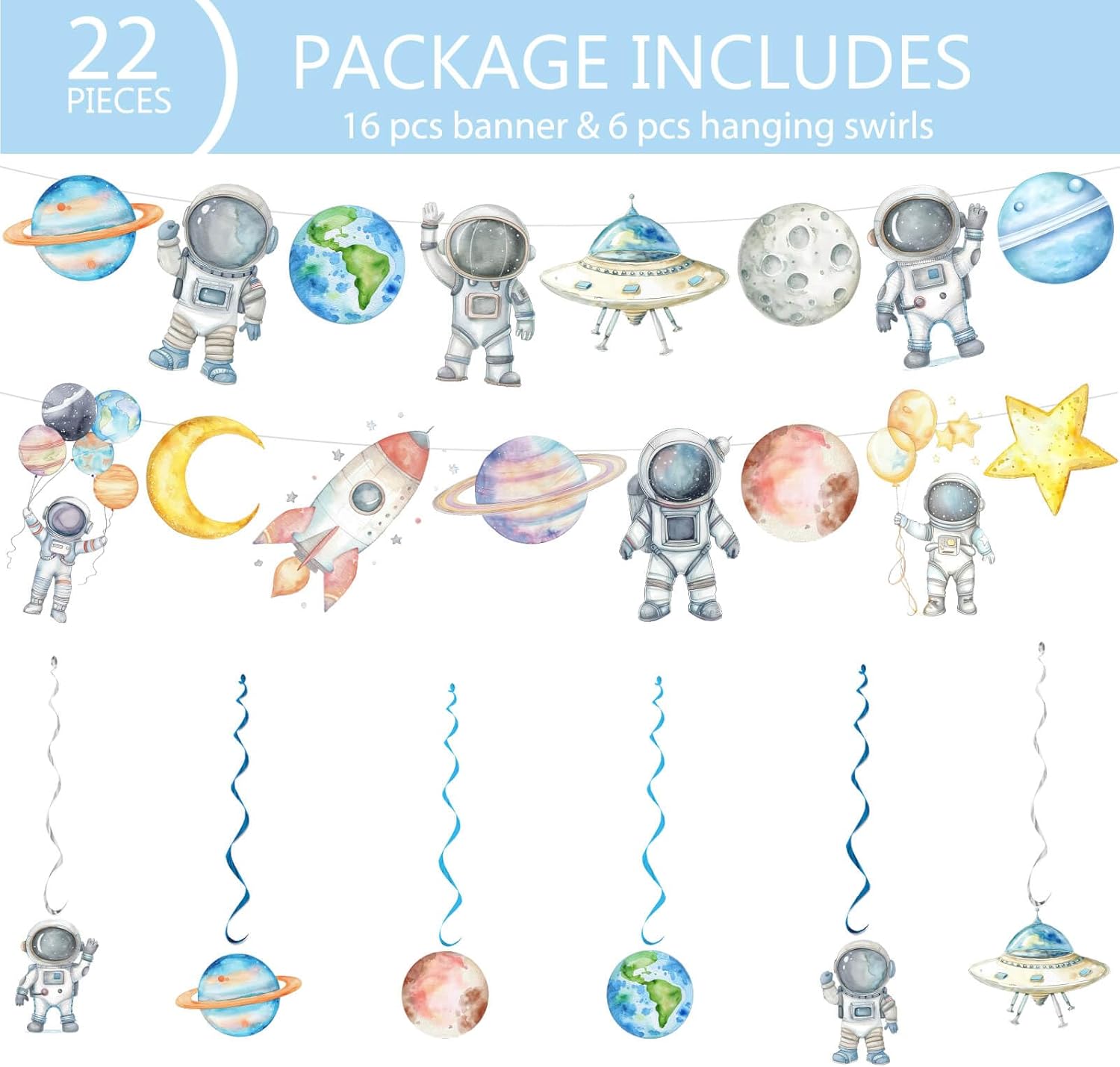 215 Pcs Space Happy Birthday Party Decorations - Outer Space Paper Plates Cake Cupcake Toppers Backdrop Tablecloth for Kids Boy Space Galaxy Astronaut Planets Theme Birthday Party Supplies Decoration