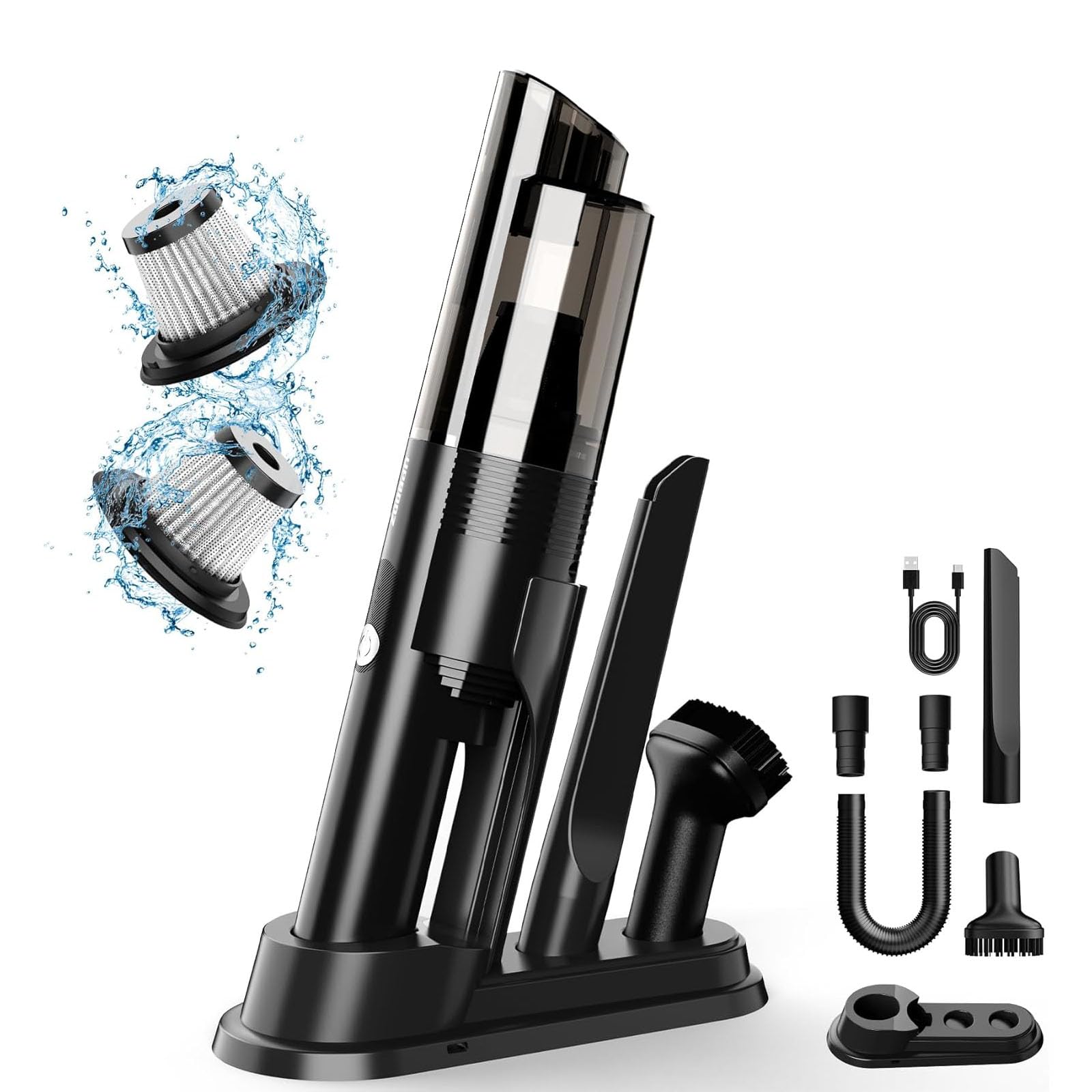 ljhnba Aspirateurs de Voiture Portables Technologie de Machine de Nettoyage de Voiture Rechargeable Texture en Plastique de Conception pour Une Utilisation en Voyage Aspirateur à Main Compact