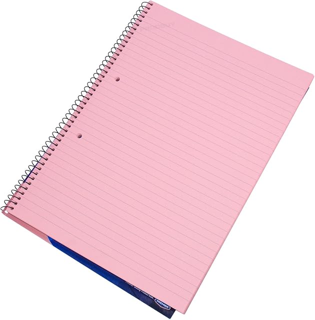 [Pack of 10] Spiral Memory Aid A4 Pink 160 Page Paper Notepad Legal Lined Writing Pads