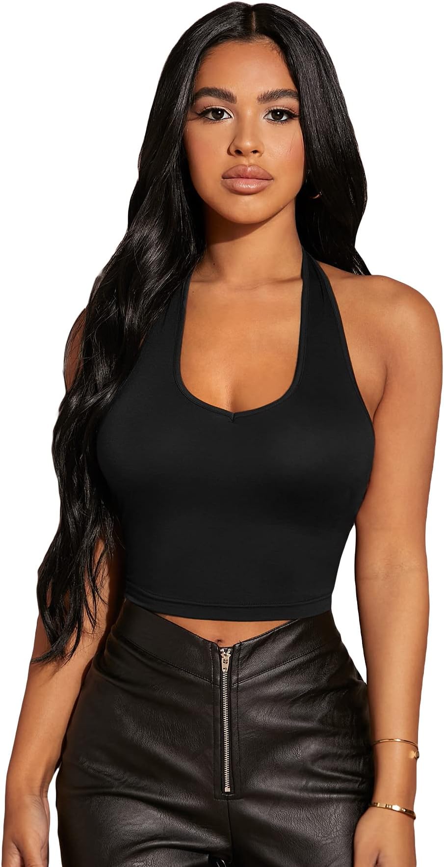 FloernsHalter Neck Crop Tank Top