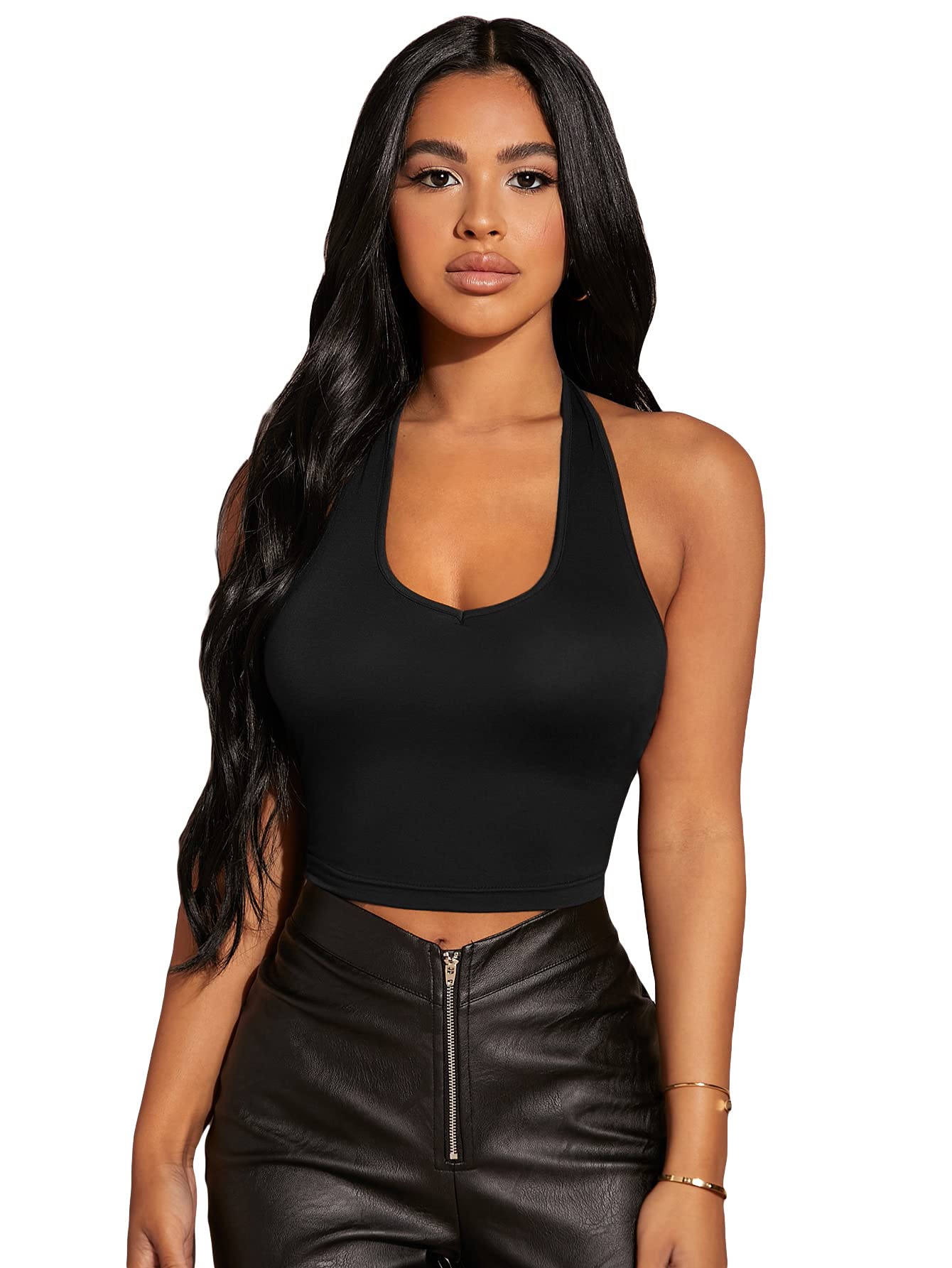 FloernsHalter Neck Crop Tank Top