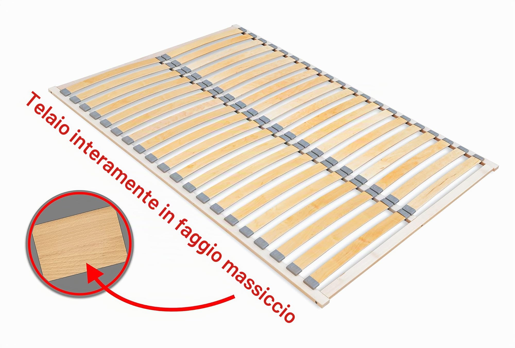 ECOFORM Economic - Rete a Doghe 160x200 in Legno di Faggio - Alta Qualità e Durevole - Telaio in Legno - Confezione Ecologica