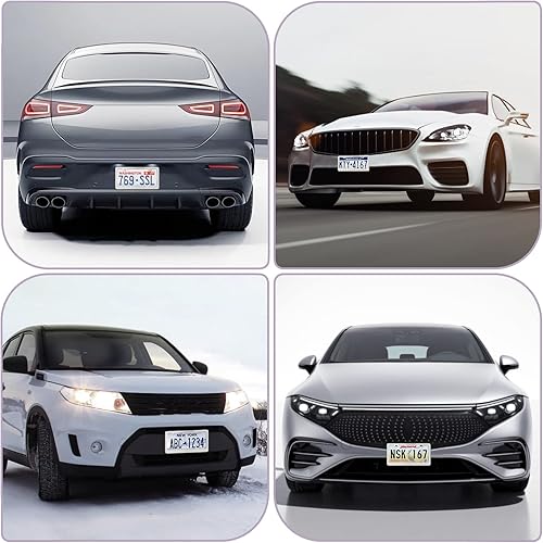 Vista 78 de Paquete de 2 marcos de matrícula brillantes para mujer, accesorios de automóvil con diamantes de imitación brillantes con tapas de cristal con Blanco