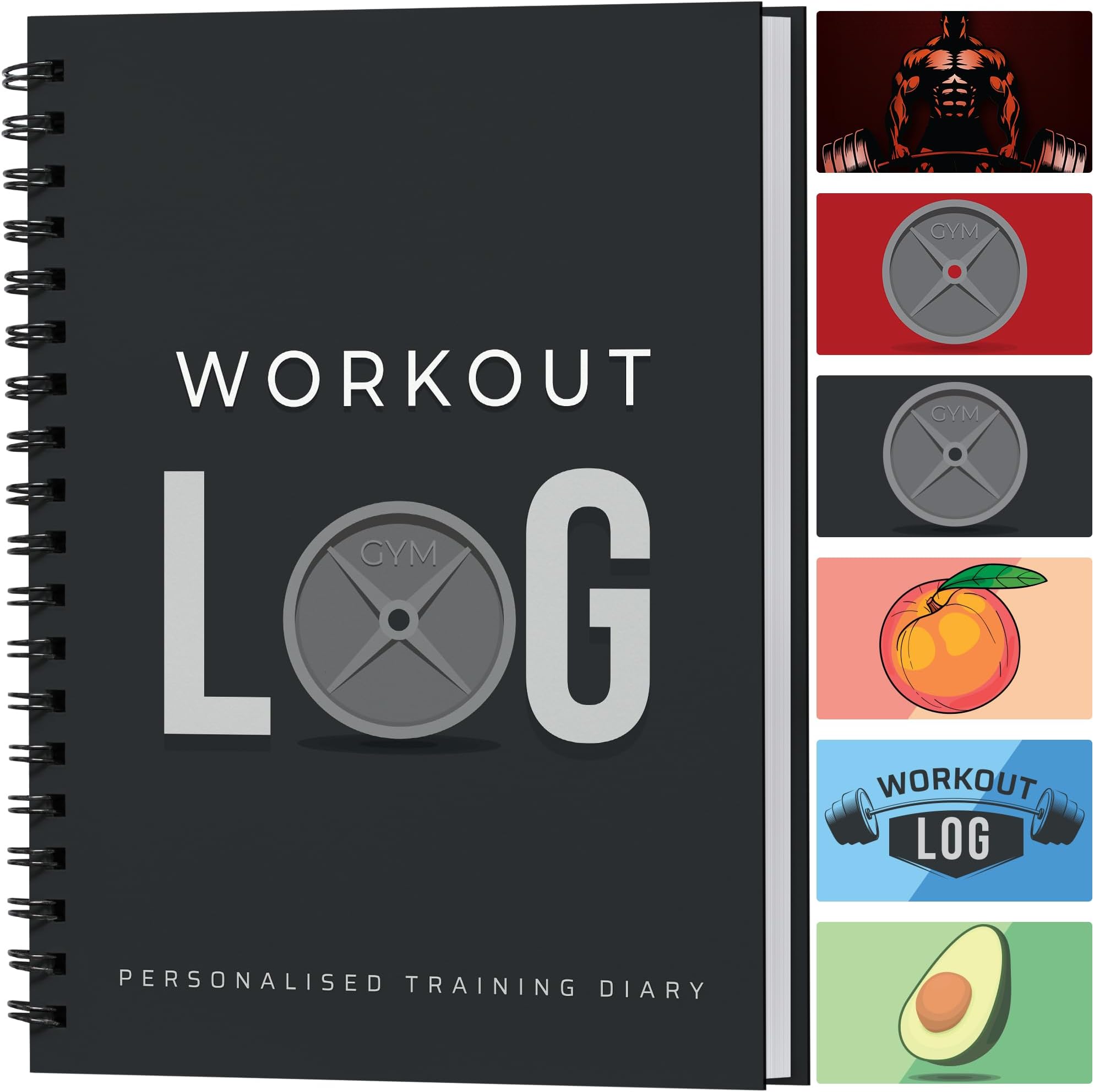 Workout Log Gym (Charcoal Grey) - - XL A5 Fitness, and Training Diary - Set Goals, Track 100 and Record Progress