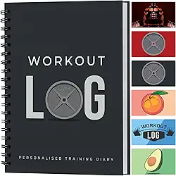 Agenda de exercícios para rastreamento diário de atividades físicas e configuração de metas – Tamanho A5, 15,2 cm x 20,3 cm, cinza carvão – diário pessoal de treinamento em casa e academia para homens