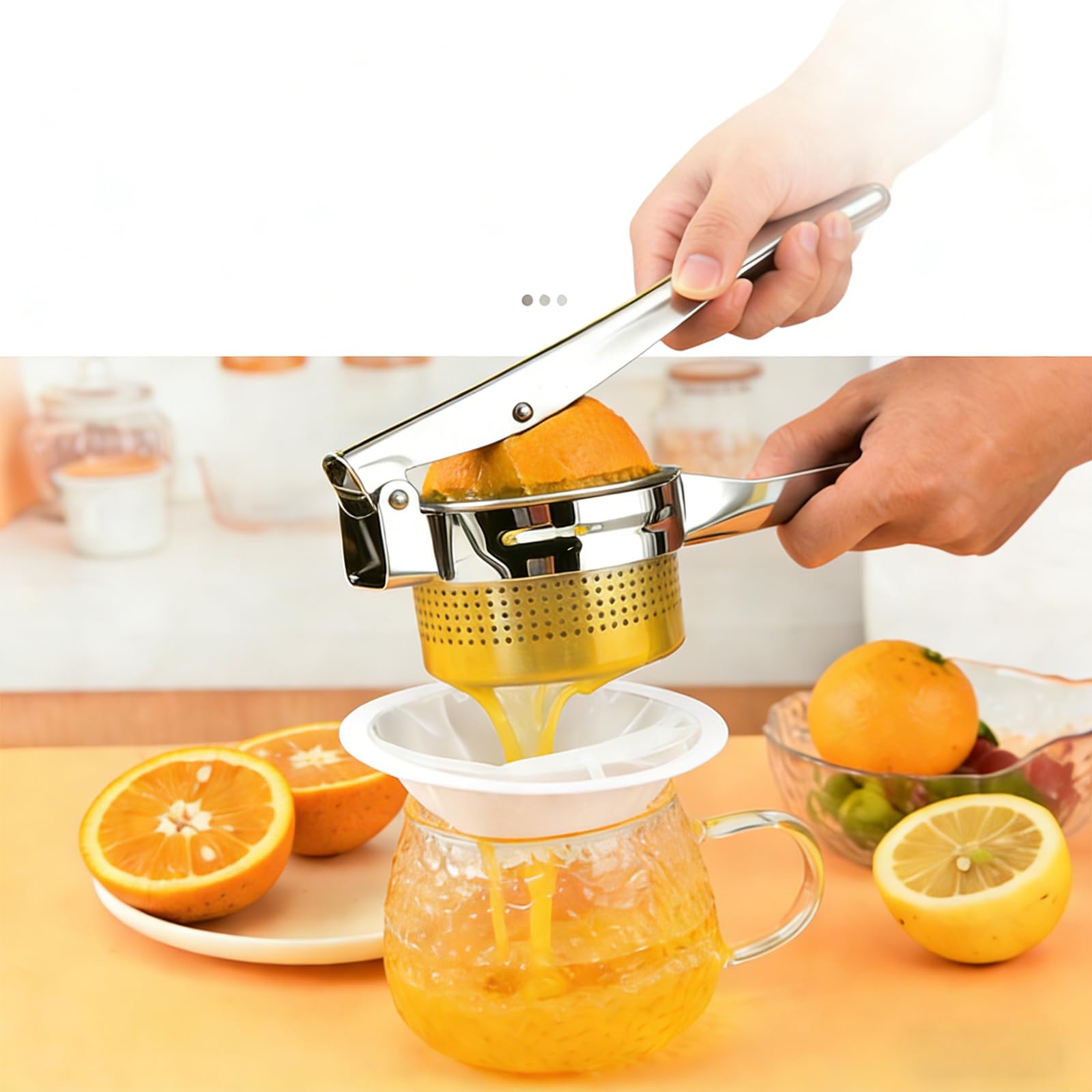 Kartoffelstampfer Edelstahl Kartoffelstampfer Manueller Entsafter Kleines Haushaltswerkzeug Geeignet zum Stampfen von Lebensmitteln oder Extrahieren von Saft aus Granatäpfeln und Zitrusfrüchten