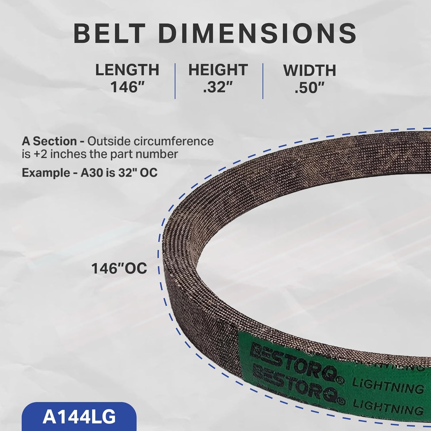 BESTORQ Belt Replacement for DC M154621 Mower Deck Belt for John Deere X300 X304 X310 & Z245 EZtrak, 42/48-Inch Deck Replacement, Heavy-Duty Aramid Cord, Replaces M154621, 146 inch