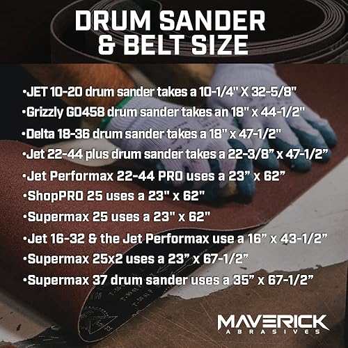 Miniatura 5 de Maverick Abrasives Correa de alimentación para lijadora de tambor, correa de repuesto para lijado de tambor para carpintería con Grizzly G0458,