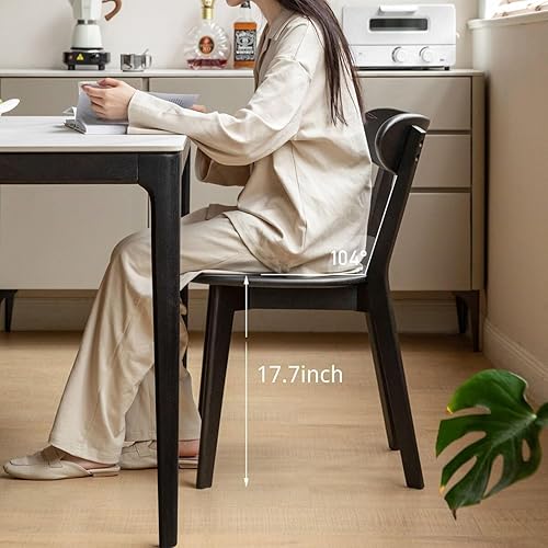 Miniatura 5 de Sillas de cocina, 100% madera maciza de roble, silla moderna con respaldo curvo, sillas de cocina y comedor, silla moderna para sala de estar