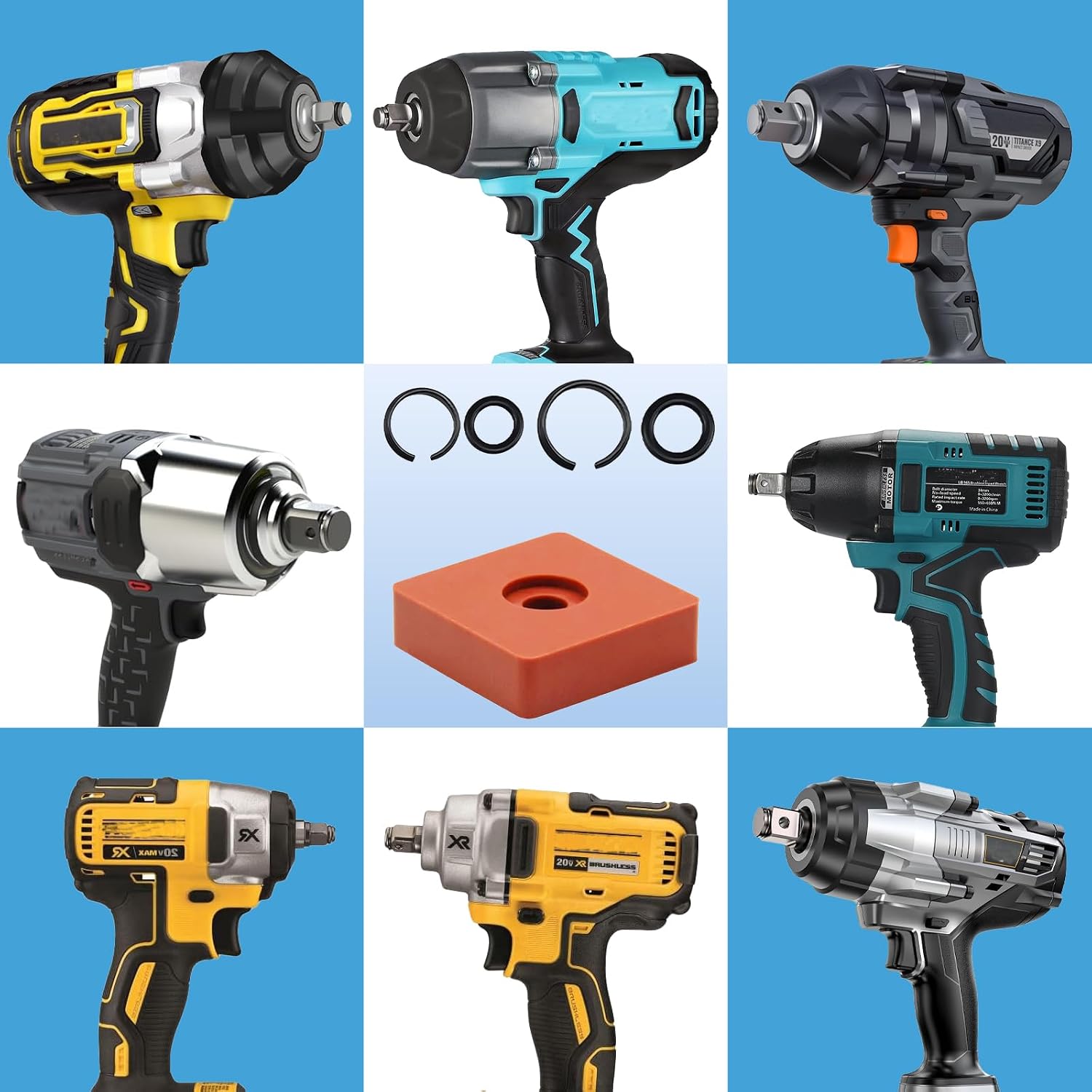 (10+10 Sets) 3/8" & 1/2" Impact Wrench Retainer Rings Kit with O-Rings & Anvil Tool – Compatible with 3/8” & 1/2” Milwaukee Standard Electric/Pneumatic Impact Wrenches