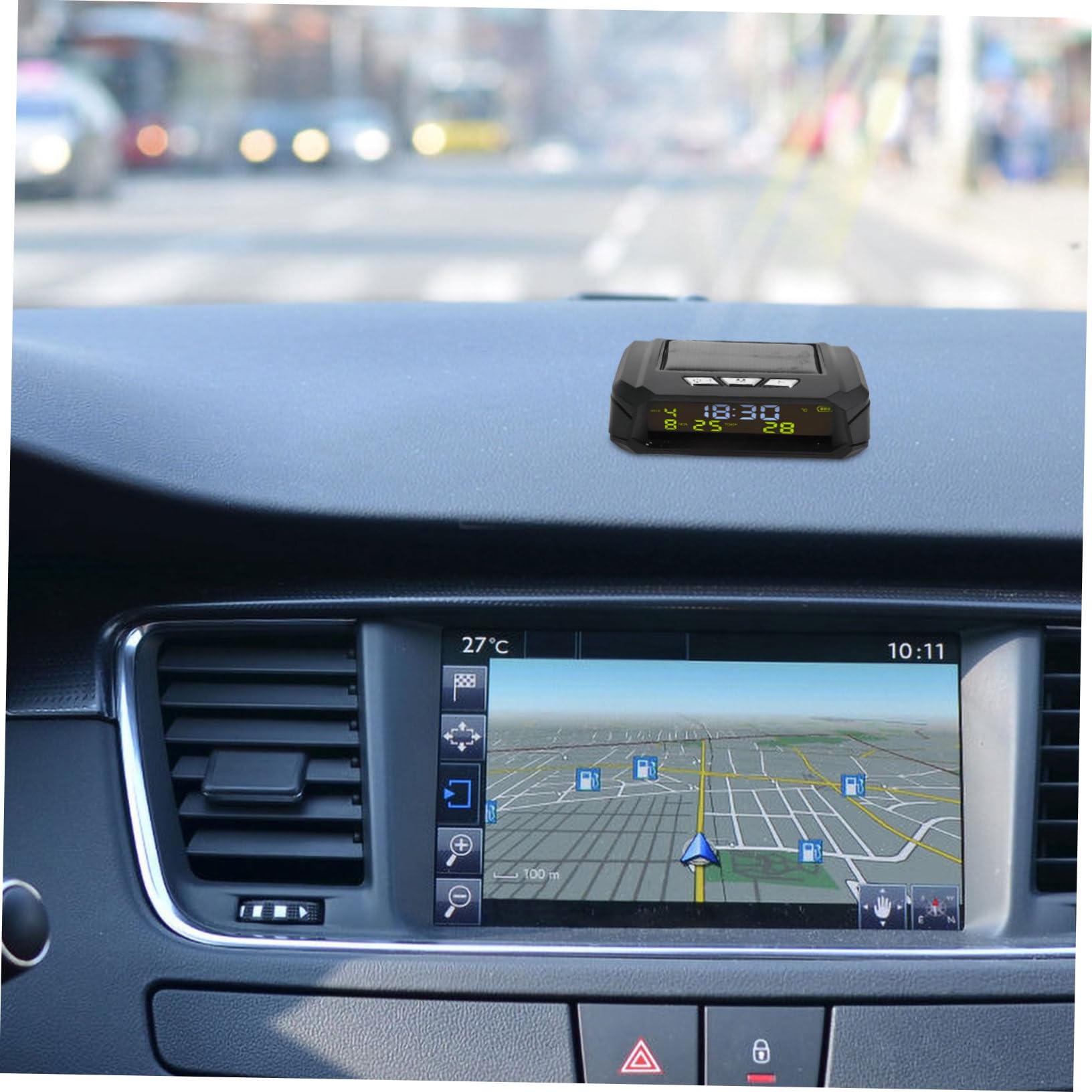 Reloj Solar para Salpicadero de Coche con Temperatura y Hora