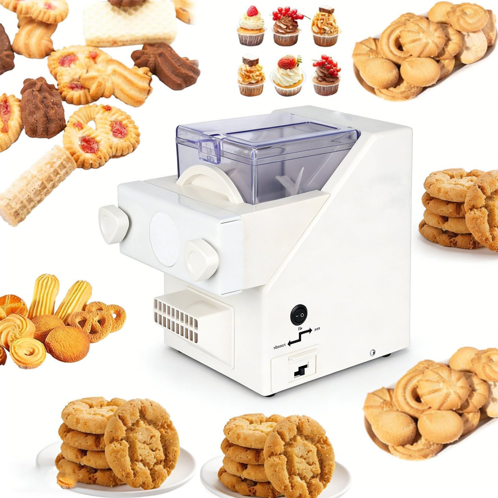Presse à biscuits, machine à biscuits électrique automatique, 50 à 60 tr/min, 8 buses remplaçables pour une fabrication facile de biscuits, parfaite pour la cuisson de biscuits frais