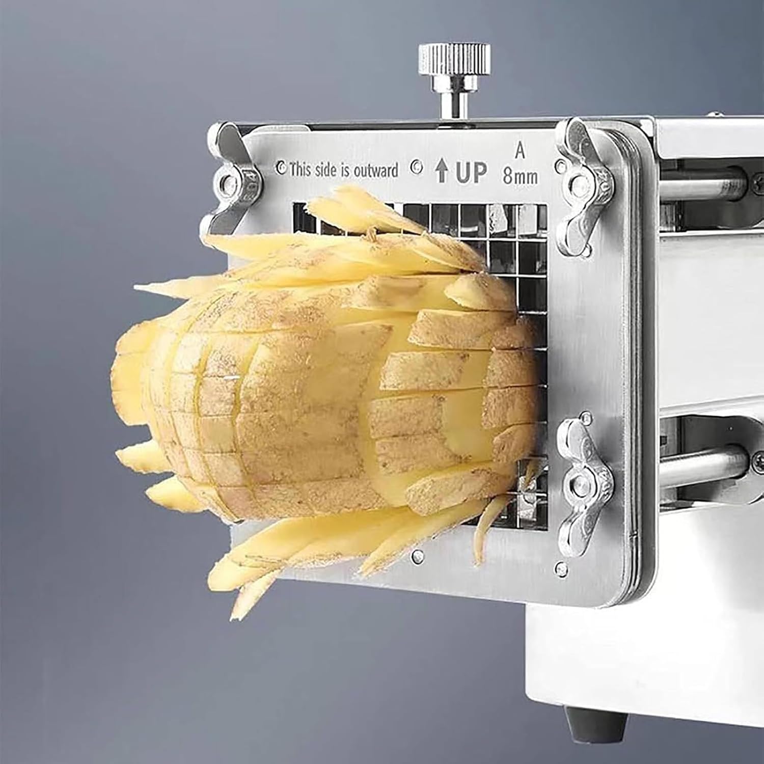 French Fry Cutter Electric Professional Commercial Household Potato Slicer Automatic with 1/2Inch and 3/8 Inch and 1/3 Inch Blade for Carrot Cucumber