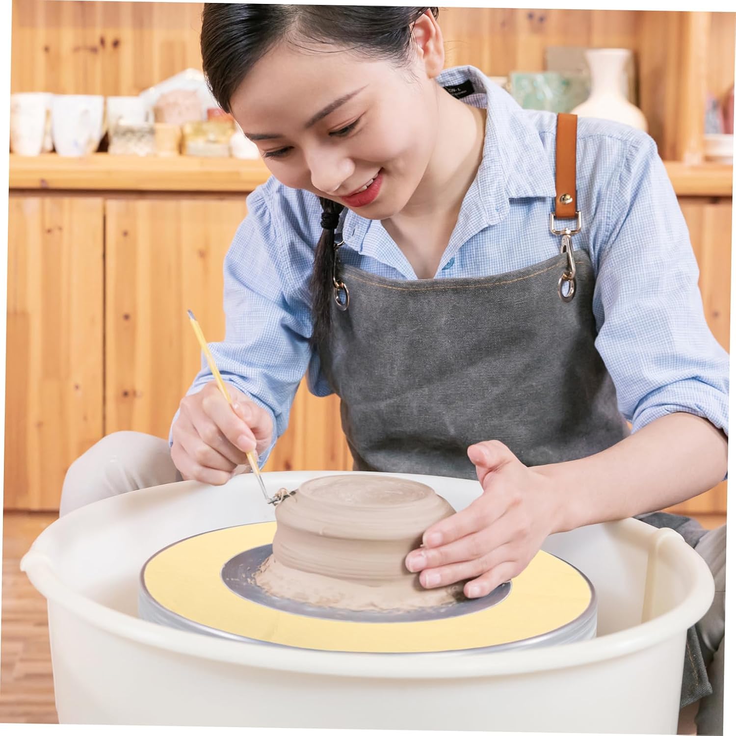 2pcs Round Pottery Throwing Mat, Absorbent Cloth Craft Clay Pad