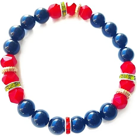 Black Onyx and Red Jade Protection Bracelet: Rasta and Jamaican Inspired Natural...