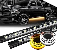 Vista 1 de Tira de luz LED para estribo de camión de 60 pulgadas, señal de giro ámbar secuencial DRL y luz blanca de cortesía, 288 LED, impermeable, flexible