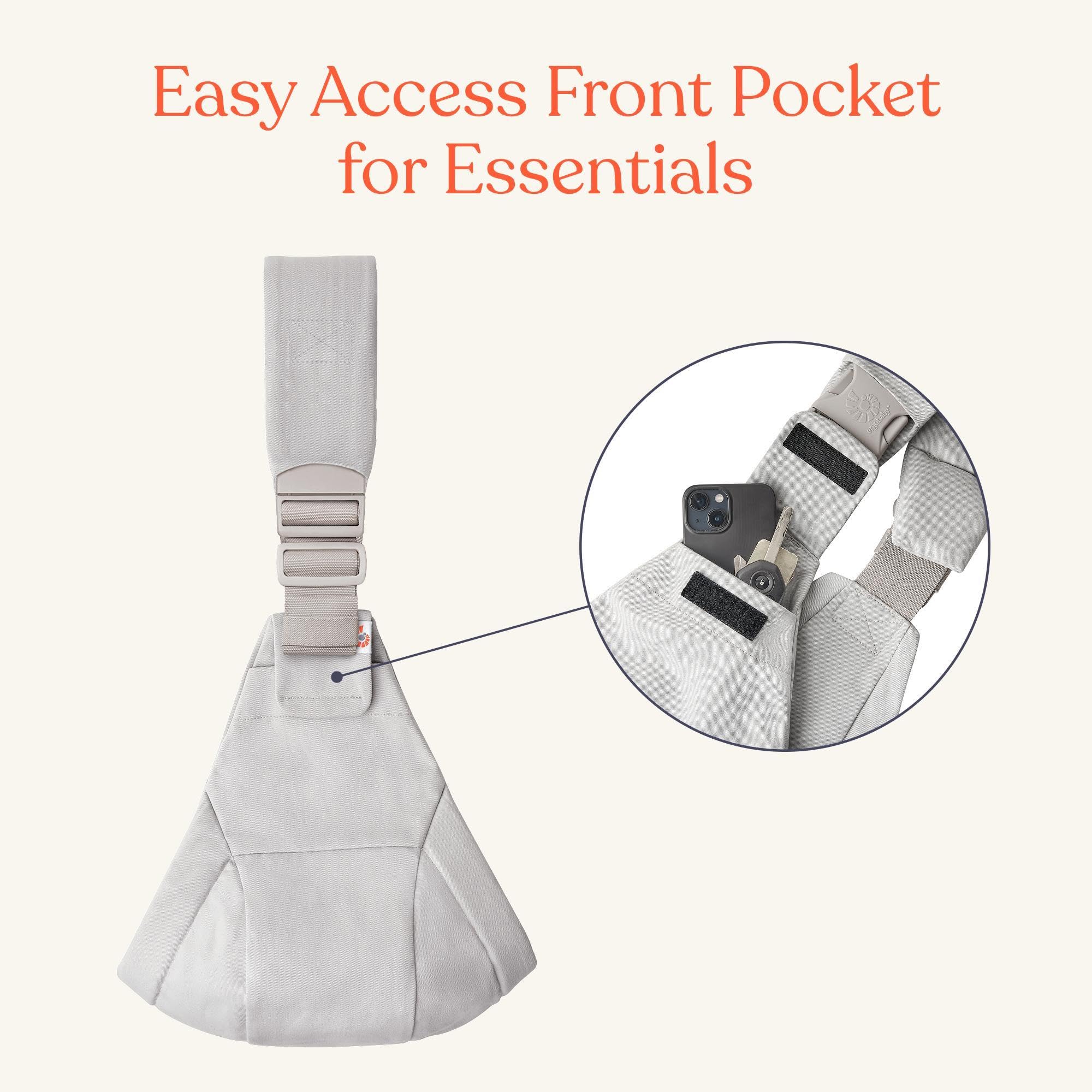 Mochila portabebés Ergobaby Upsie Sling, mochila ergonómica para bebés y niños pequeños a partir de 6 meses (7,7-20,4 kg), cambio espontáneo entre caminar y ser llevado en brazos, Pearl Grey — view 4