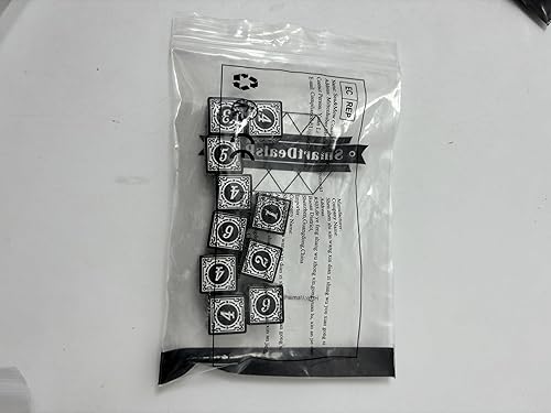 Miniatura 2 de Paquete de 10 dados D6 de seis lados de 0.630 in para DND MTG PRG Wow juego de mesa para enseñanza de matemáticas (letra blanca)