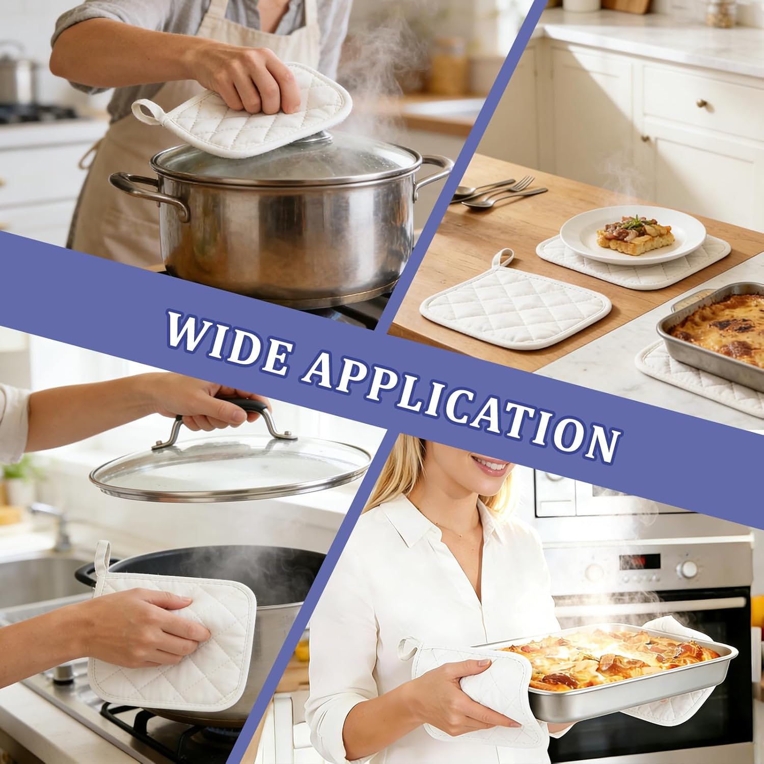 50 PCS Pot Holders DIY Craft Project Set, 26 White Blank Pot Holders Bulk Cloth Heat Resistant Hotpads with 24 Colored Marker for Kitchen Heat Resistant Cooking and Baking DIY Activities