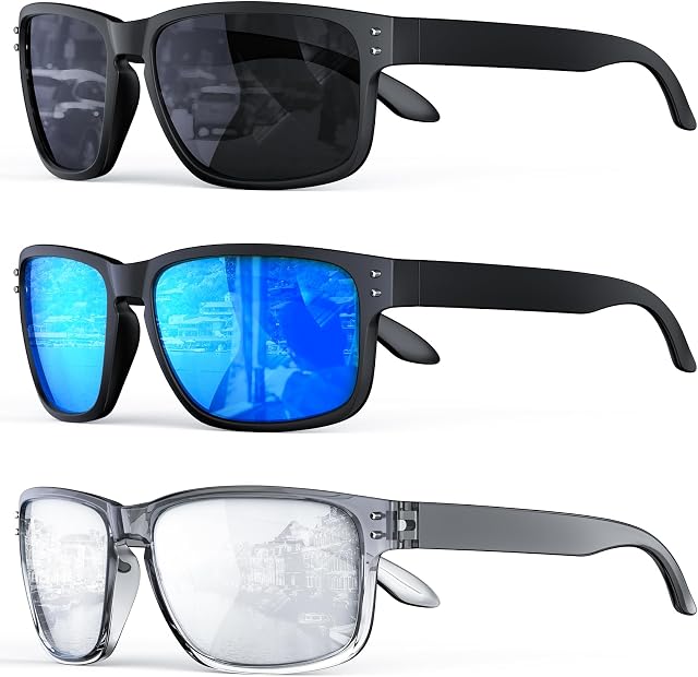 ANYLUV Lunettes de soleil homme polarisé, Lunettes de Soleil rétro pour hommes Style de sport avec UV400 Protection de la conduite