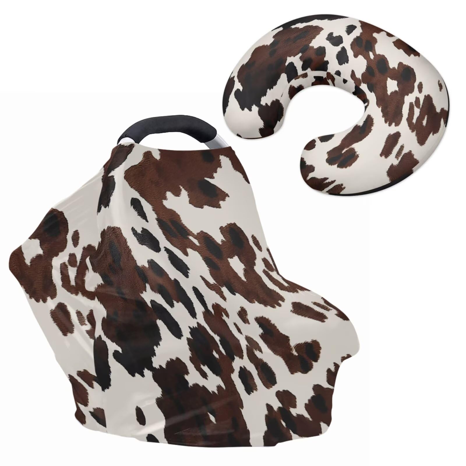 Cow Print Car Seat Covers Canopy Cover Baby Pillows Cover for Sleeping for Newborn Breastfeeding Pillow Cover Stylish Boys & Girls Shower Gifts