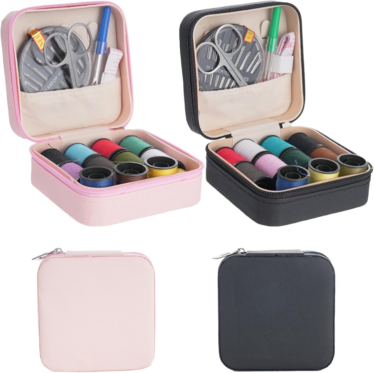 2 Sets Portable Travel Sewing Kit, Compact Emergency Repair Kit with 11 Colors Threads, Needles, Measure, Scissors and More, Small Sewing Supplies for Home Travel
