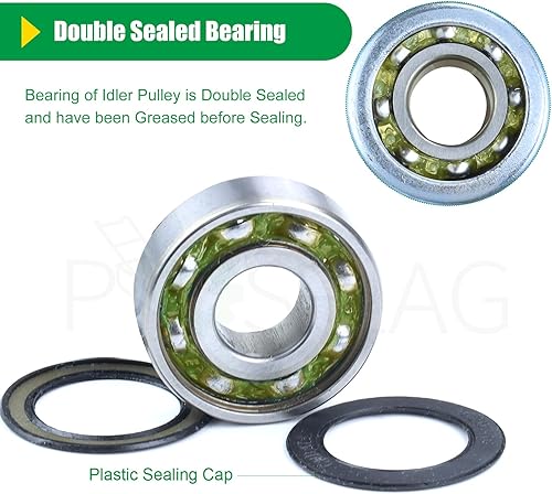 Vista 6 de La polea tensora GY22172 sustituye a la polea tensora GY20067 John Deere GY20067, John Deere GY22172 Polea de accionamiento de la cubierta de 1