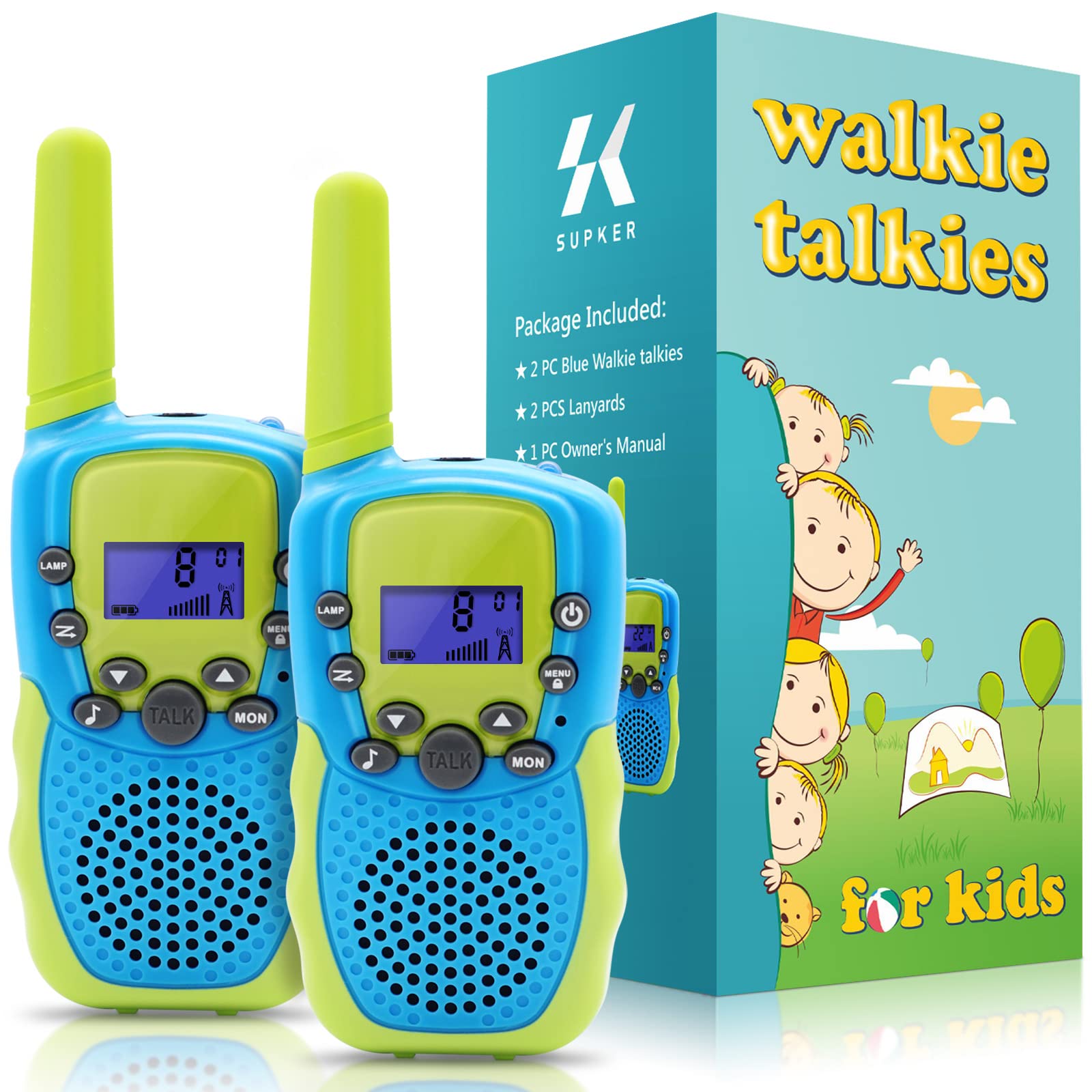 Walkie Talkies for Kids, Toys for 3 to 14 Year Old Children's 2 Way Radio 3 Miles Range for Outside Adventure Game Camping Hiking (T-388 Blue)