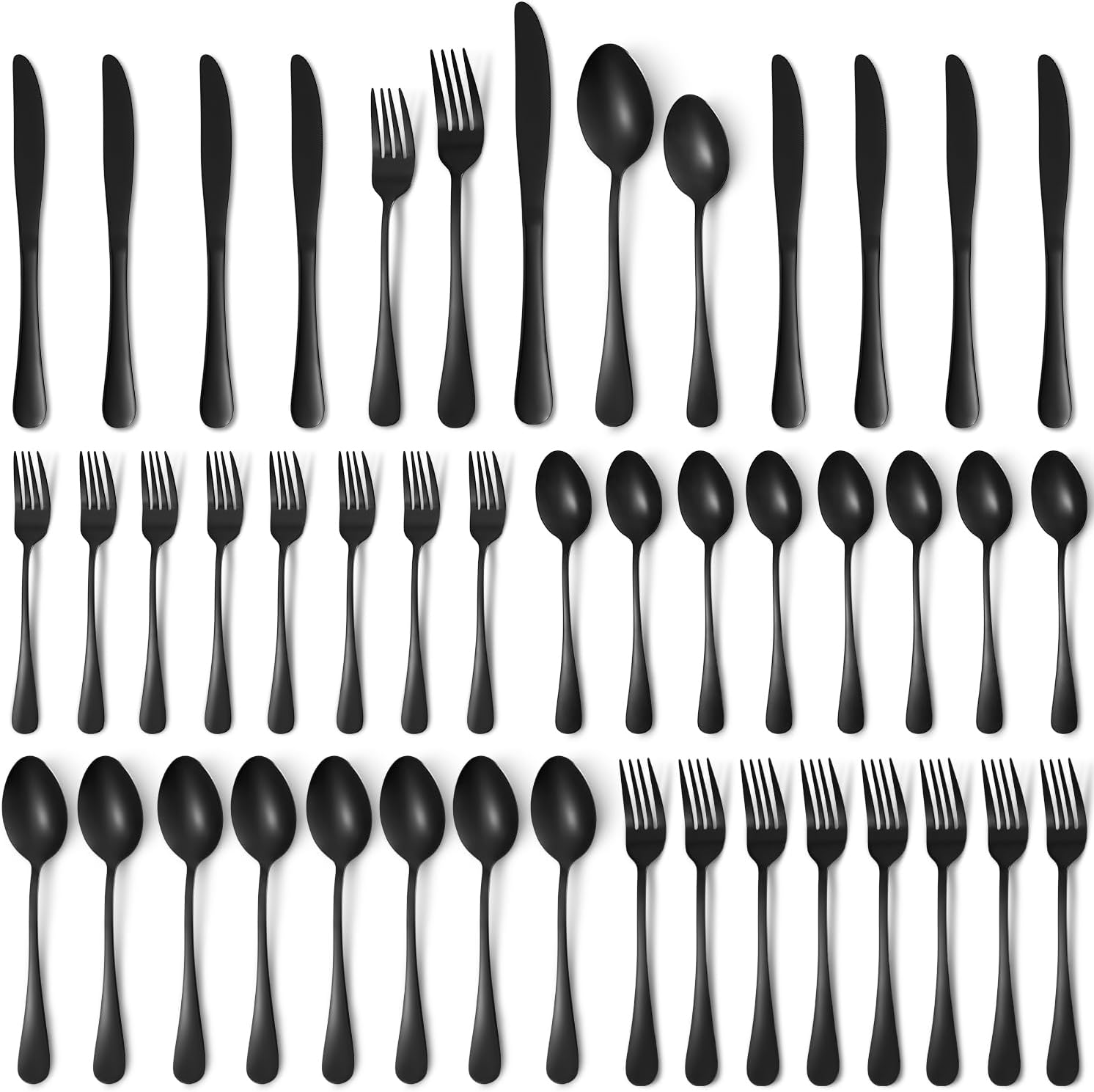 40 Piece Black Silverware Set, Stainless Steel Flatware