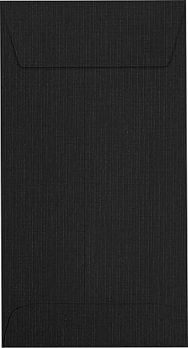 LUXPaper Sobres para monedas #7, despegar y prensar, 3 12 x 6 12 pulgadas, lino negro, texto de 80 libras, 50 unidades