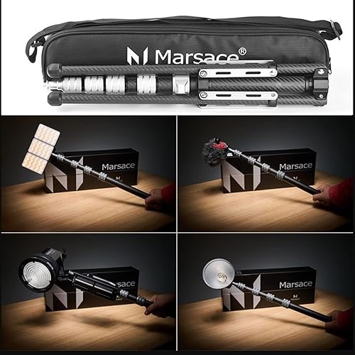 Miniatura 5 de Marsace MF-01 Base de luz de fibra de carbono Soporte de lámpara extensible portátil al aire libre cámara de viaje trípode de estudio