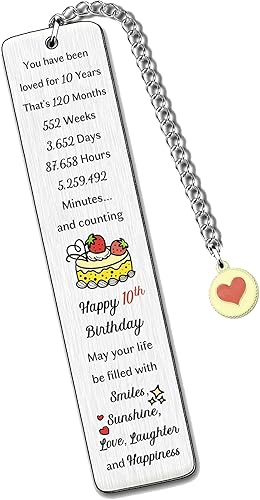 Marcadores de 10 cumpleaños Recordatorio de amor Marcapáginas Hermana Hermano Mejor Amigo Mejores Deseos Recuerdo Adolescentes Regalo de Cumpleaños