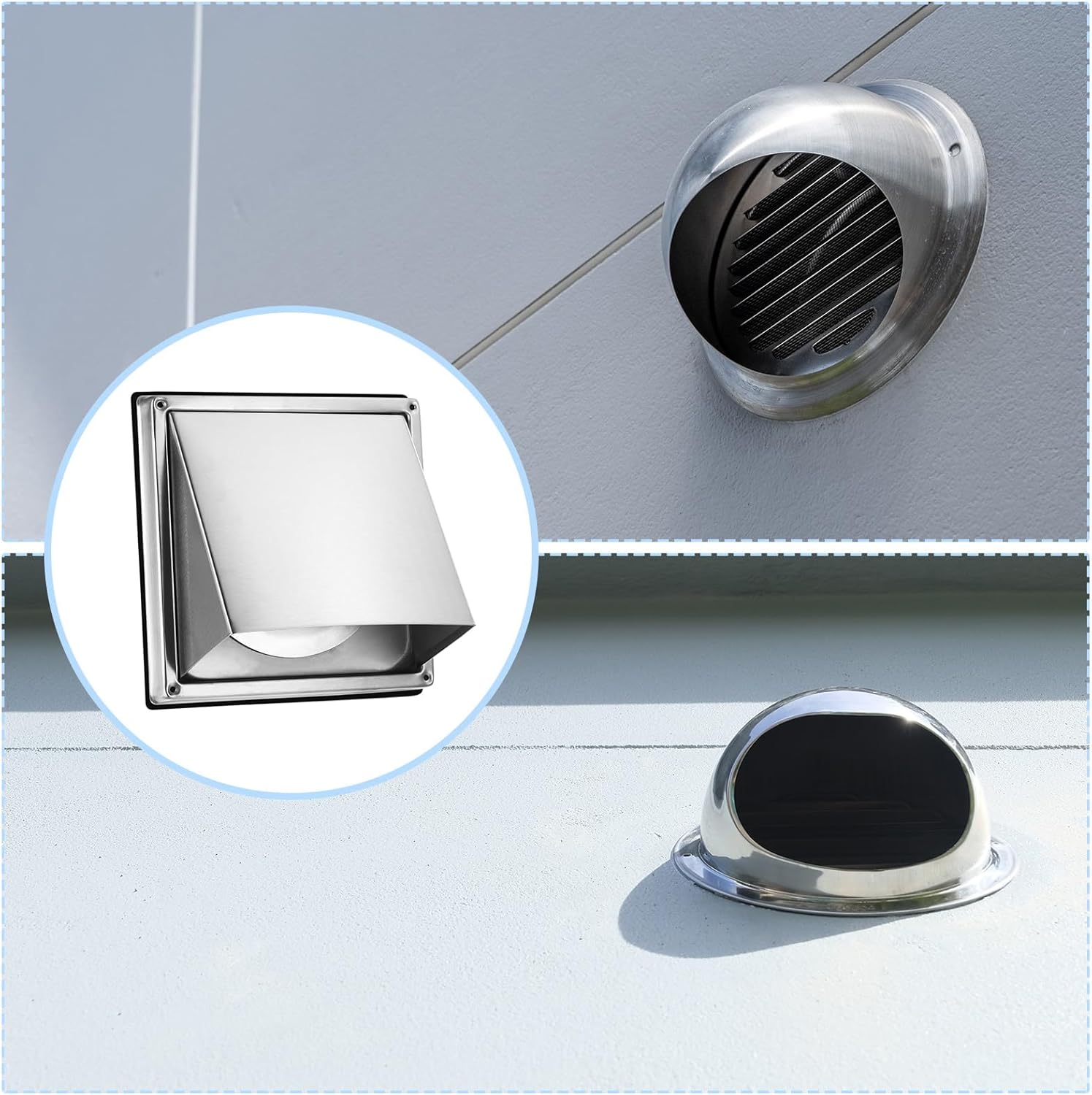 PATIKIL Dryer Vent Cover, 5 Inch, 304 Stainless Steel External Extractor Wall Vent Exhaust Hood, with Non Return Flap, for Kitchen Bathroom House Outdoor