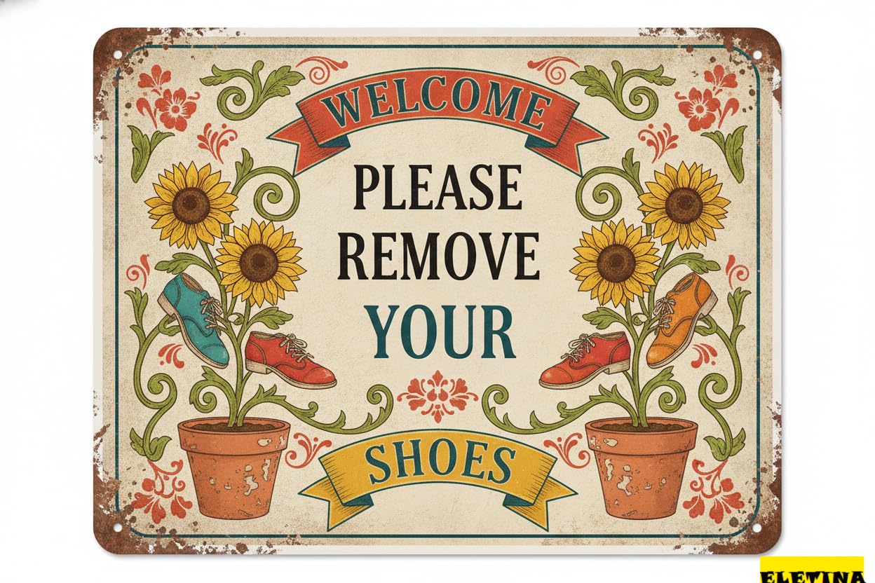 Personalized Sign for Man Cave Please Remove Shoes Metal 8x12in Polite Plaque Entryway Wall Decor Household Gift Private Property Decorative