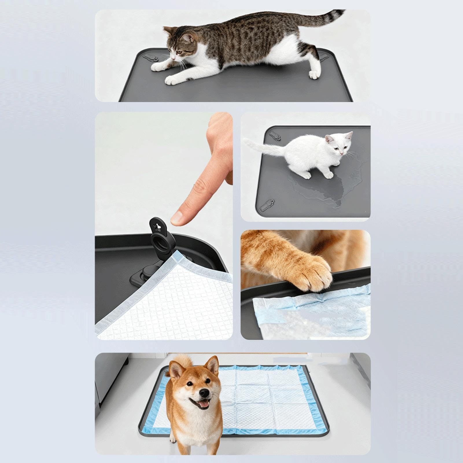 Plateau De Propreté pour Chien | Bords Hauts en Silicone Anti-Débordement Antidérapant,Support De Tapis pour Toilettes d'animaux,Adapté à Maison dortoir Chambre Salon Sol