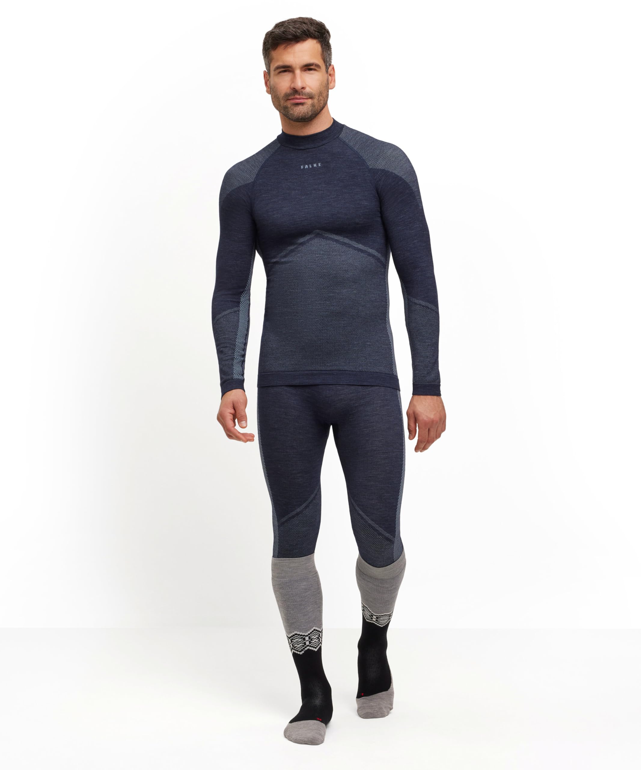FALKE Uomo Wool-Tech Round Neck Maglia Sportiva Tecnica Manica Lunga Intimo Termico per Clima Freddo e Molto Freddo Traspiranti termoregolanti antiodore sostenibili Lana Filo Funzionale 1 Pezzo | in lana merino per temperature da fredde a molto fredde