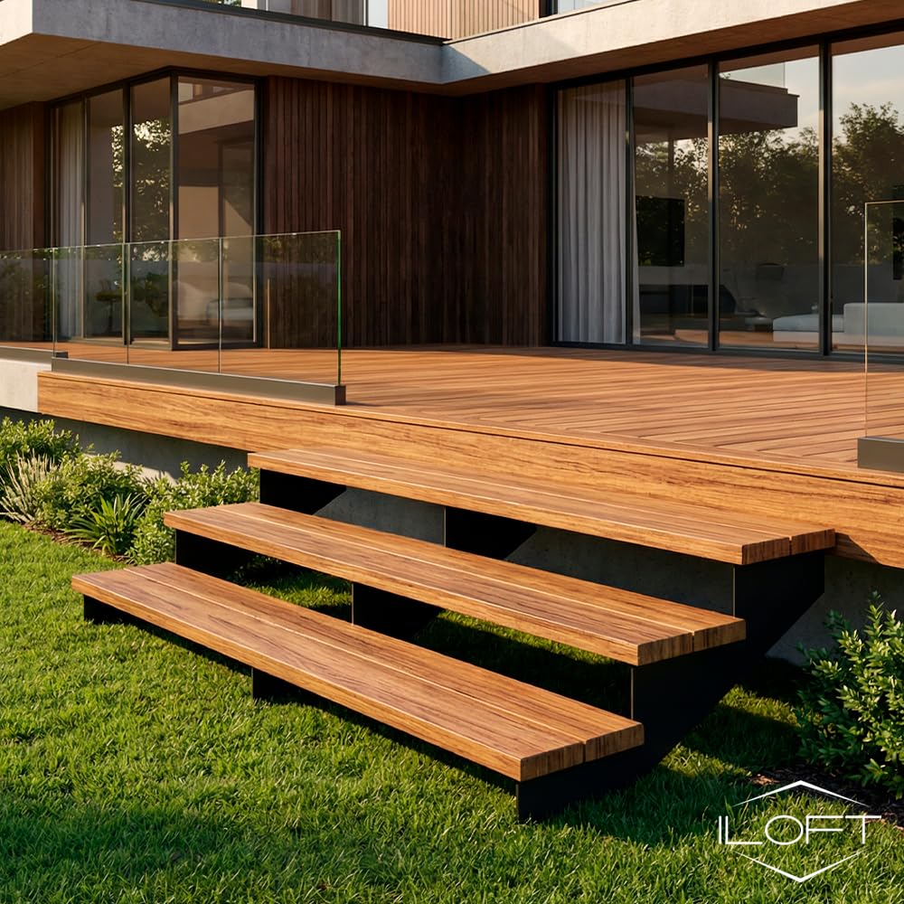 Escalera de 3 peldaños Porty. Estructura metálica para Montaje de Escalera Exterior de Cualquier tamaño para casa o terraza.