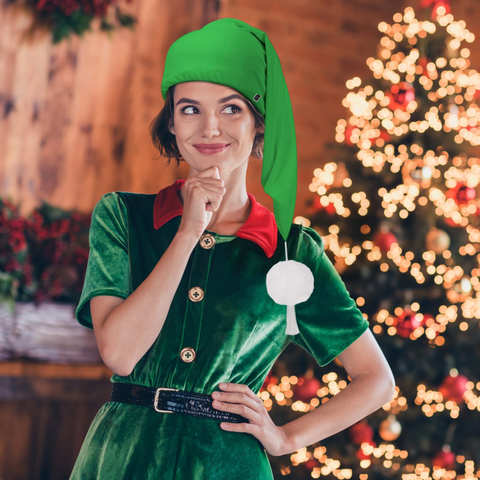 Gorro de Dormir Hombre Mujer con Pompón, Gorro de Enano para Fiestas Temáticas, Carnaval, Navidad