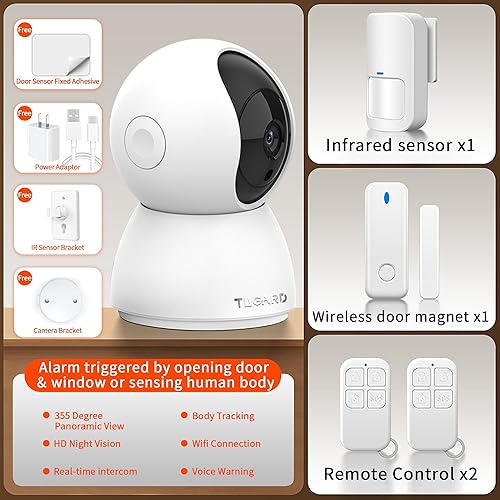 Miniatura 9 de Cámara de seguridad para interiores, cámara HD de 1080p, sistema de seguridad inteligente WiFi de 2.4 GHz, con alerta de aplicación de teléfono, kit