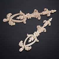 Vista 5 de MUXSAM Apliques de marco largo, calcomanías talladas en madera, 1 paquete de tallado de madera sin pintar para pared, puerta, espejo, armario