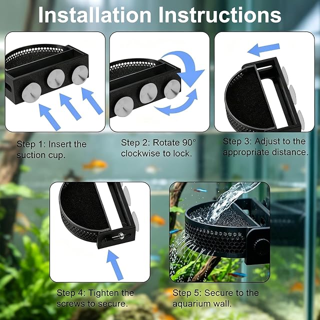 Foto 5 de 7 de OBEST Deflector de Filtro para Acuario con Ventosas, Regulador de Flujo para Acuarios