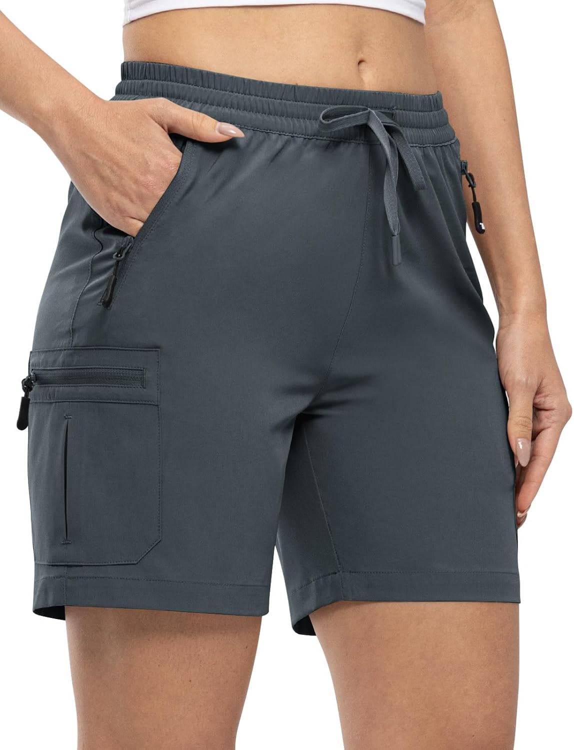 TBMPOY Women's Hiking Cargo Shorts Lightweight Quick Dry Athletic Summer Shorts Golf Travel Camping with Zipper Pockets