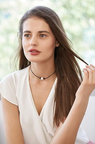 Miniatura 3 de Wunionup - Collar simple con perla pequeña - Gargantilla con pequeña perla piedra natal de junio para mujer resistente